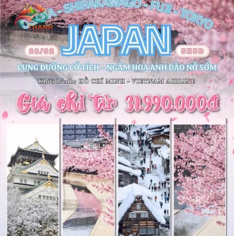 TOUR NHẬT BẢN (Osaka - Shirakawago - Fuji - Tokyo)